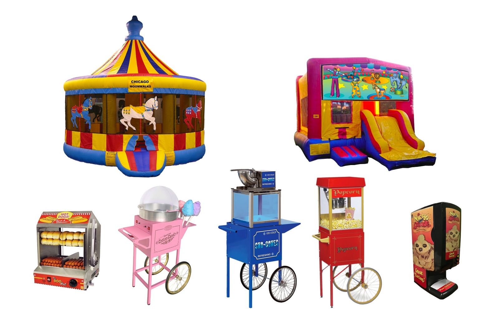 Chicago Party Package Rentals, Inflatable Bounce House, Concession Machines